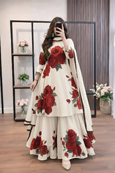 zainabzara- 3 piece Lawn silk frock style Printed suit -KP1221