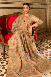 Kp528-WINTER 3-Pc Embroidered Dhanak Suit with Heavy Embroidered Dhanak Shawl