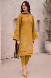 KP618-WINTER 3PC Dhannak Embroidered suit with Printed Shawll