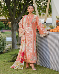 Elaf - Summer 3PC Lawn Chikenkari Embroidered Shirt - KP1126