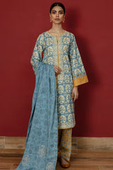 Summer 3PC Lawn Digital Print Dress - KP1193