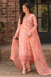 KP246-Bareeze -Embroided 3pc Lawn dress with embroidered chiffon dupatta