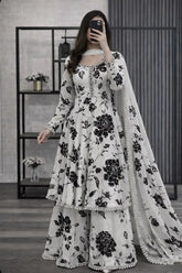 Zainabzara - 3 piece kataan silk frock style Printed suit -KP1220