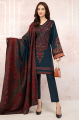 kp582-Winter 3PC Khaddar Embroidered Suit with Printed Wool Shawll