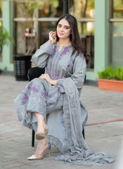 KP1047 - Mushq - 3PC Lawn ChickenKari Embroidered Suit