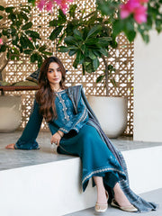 izel - Winter 3PC Dhanak Embroidered Suit - kp33104