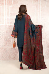 kp582-Winter 3PC Khaddar Embroidered Suit with Printed Wool Shawll