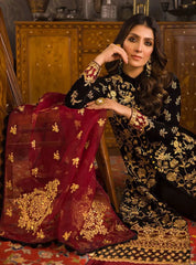 Asim Jofa - Embroidered Velvet 3piece suit - KP3358