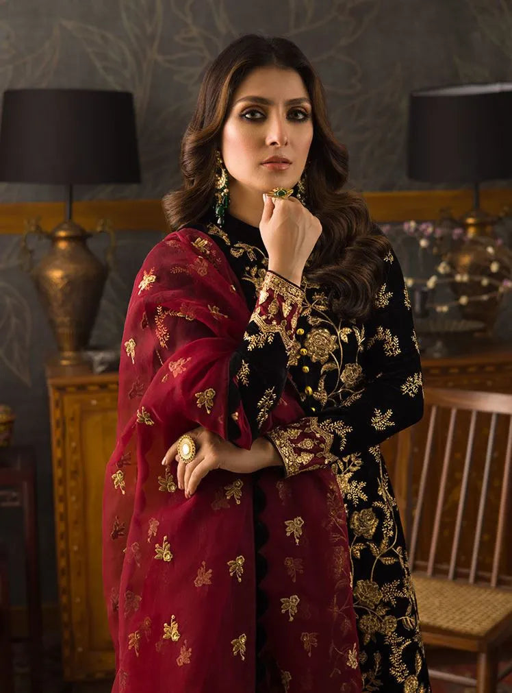Asim Jofa - Embroidered Velvet 3piece suit - KP3358