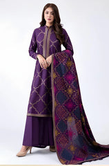 Kp603-WINTER 3-Pc Embroidered Dhanak Suit with Heavy Embroidered Dhanak Shawll