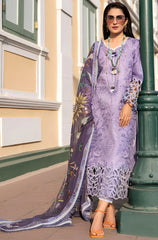 KP204-3 Piece Unstitched Heavy Embroidered Lawn Suit With Digital Printed Silk Dupatta
