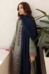 KP550-3pc Winter Embroidered khaddar Shirt With Bumble Wool Shawll