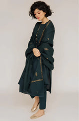 kp566-WINTER 3PC Dhannak Embroidered Suit with Dhanak Embroidered Shawll