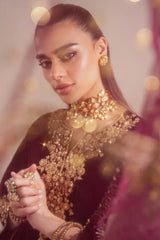 Baroque Embroidered Velvet 3piece suit - 33032
