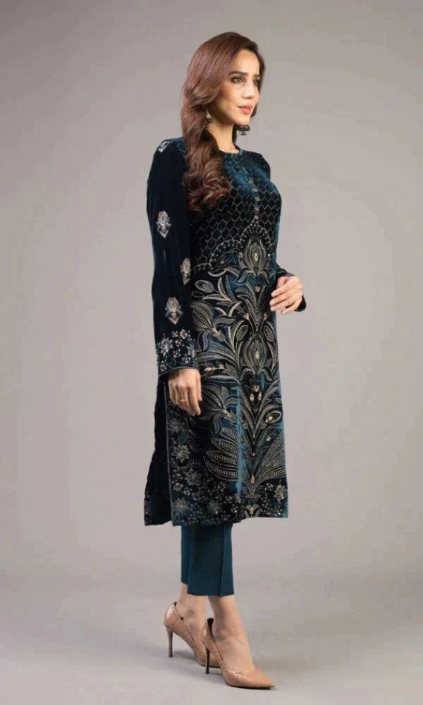KP213-Bareeze 3PC Lawn Front Full Embroidered Back Bazo Embroidered Bember Dupatta