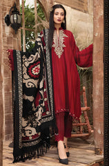 KP520-WINTER 3PC Dhannak Embroidered suit with Printed Shawll
