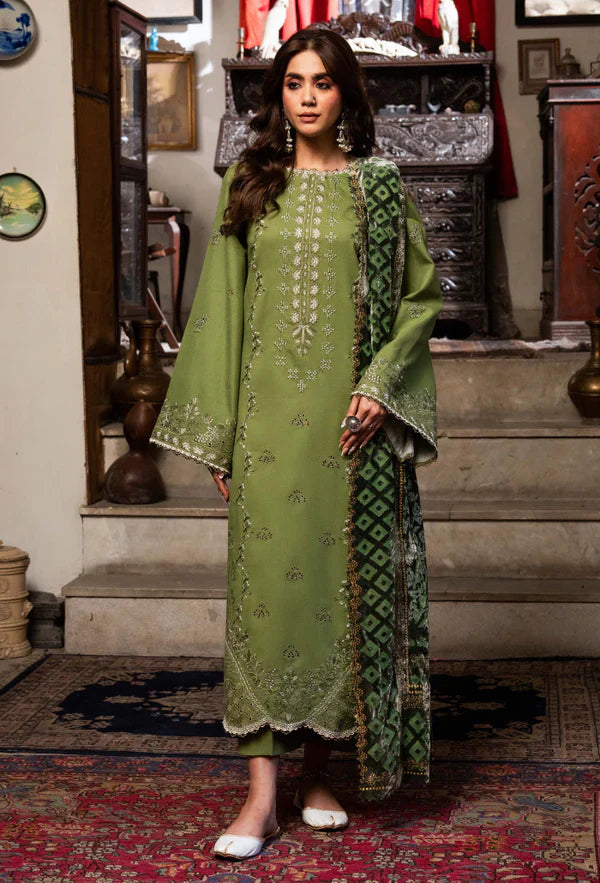 izel - Winter 3PC Dhanak Embroidered Suit - kp33110