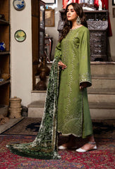 izel - Winter 3PC Dhanak Embroidered Suit - kp33110