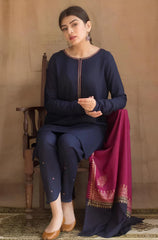 KP504-WINTER 3PC Dhanak suit with Embroidered Shawll