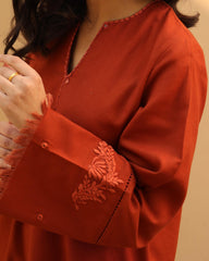 kp565-WINTER 3PC Dhannak Embroidered Suit with Dhanak Embroidered Shawll