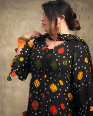 Black chunri - Summer 3PC Lawn Digital Print Dress - KP1223