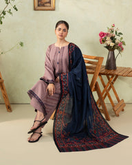 izel - Winter 3PC Dhanak Embroidered Suit - kp33106