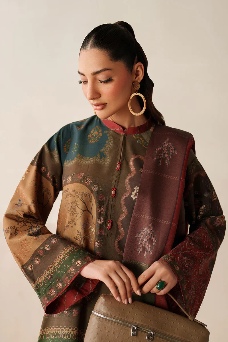 Baroque - Winter 3PC Karandi Digital Print Dress - KP33412