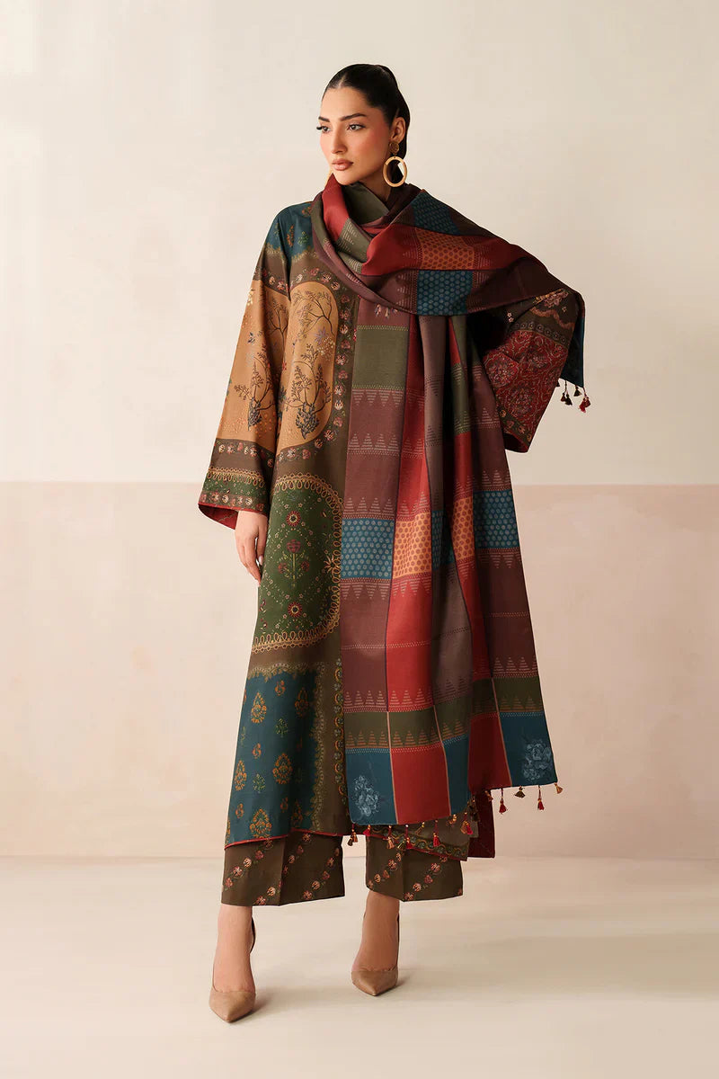 Baroque - Winter 3PC Karandi Digital Print Dress - KP33412