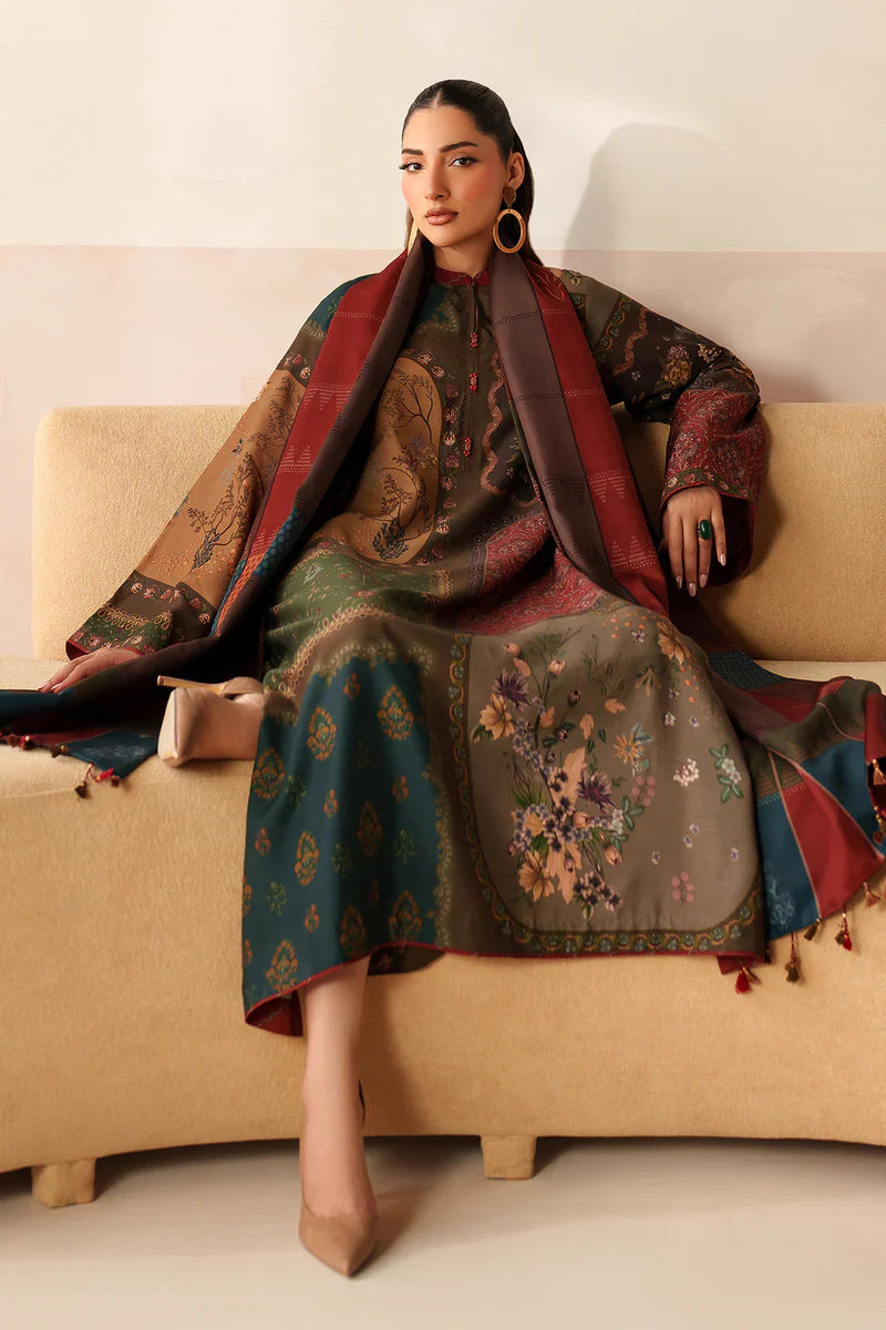 Baroque - Winter 3PC Karandi Digital Print Dress - KP33412