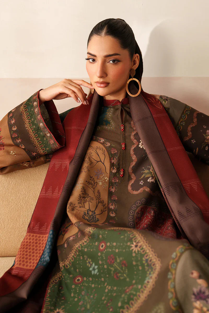 Baroque - Winter 3PC Karandi Digital Print Dress - KP33412