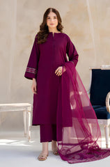 KP763-SUMMER 3PC Lawn Embroidered Shirt With Organza Embroidered Dupatta