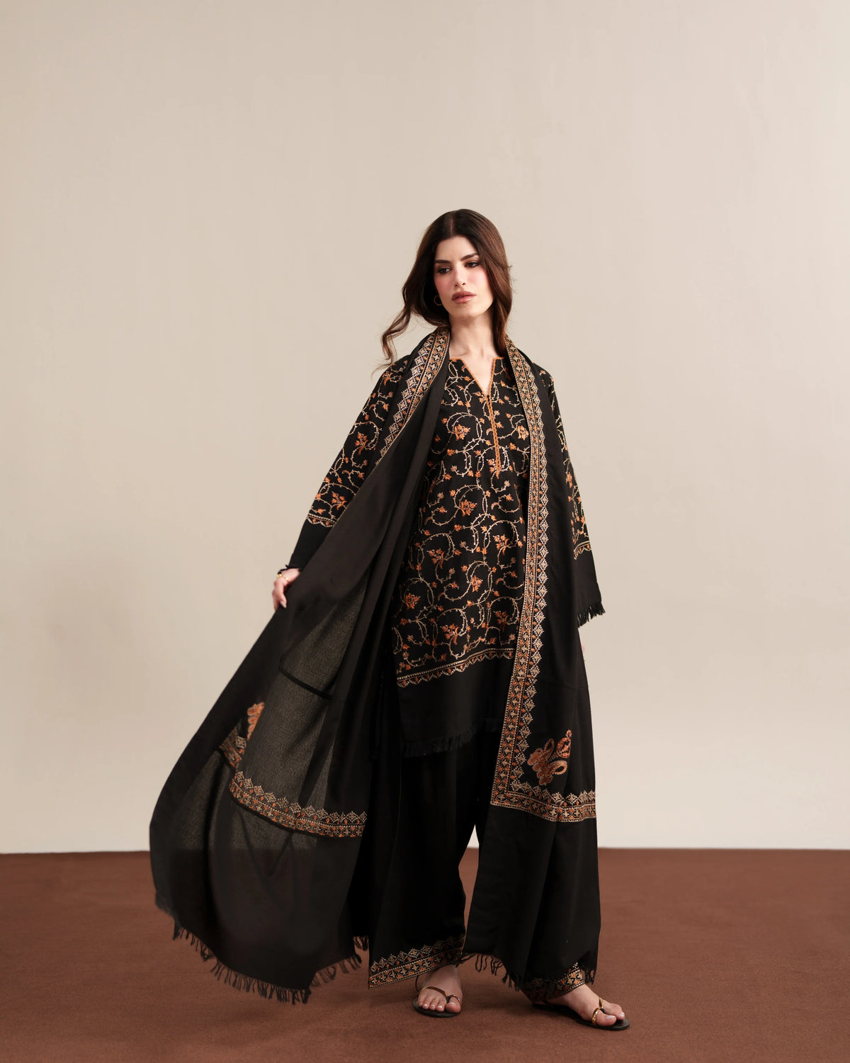Ziva - Winter 3PC Dhanak Embroidered Suit - KP1305
