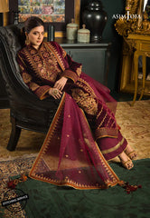 Asim jofa Embroidered Velvet 3piece suit - KP2012