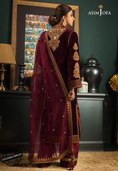 Asim jofa Embroidered Velvet 3piece suit - KP2012