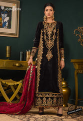 Asim jofa Embroidered Velvet 3piece suit - KP2013