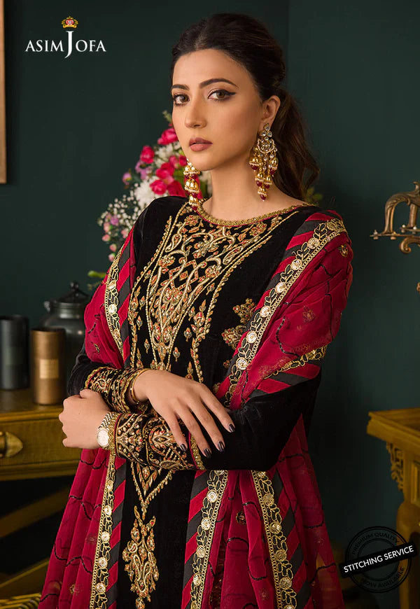 Asim jofa Embroidered Velvet 3piece suit - KP2013