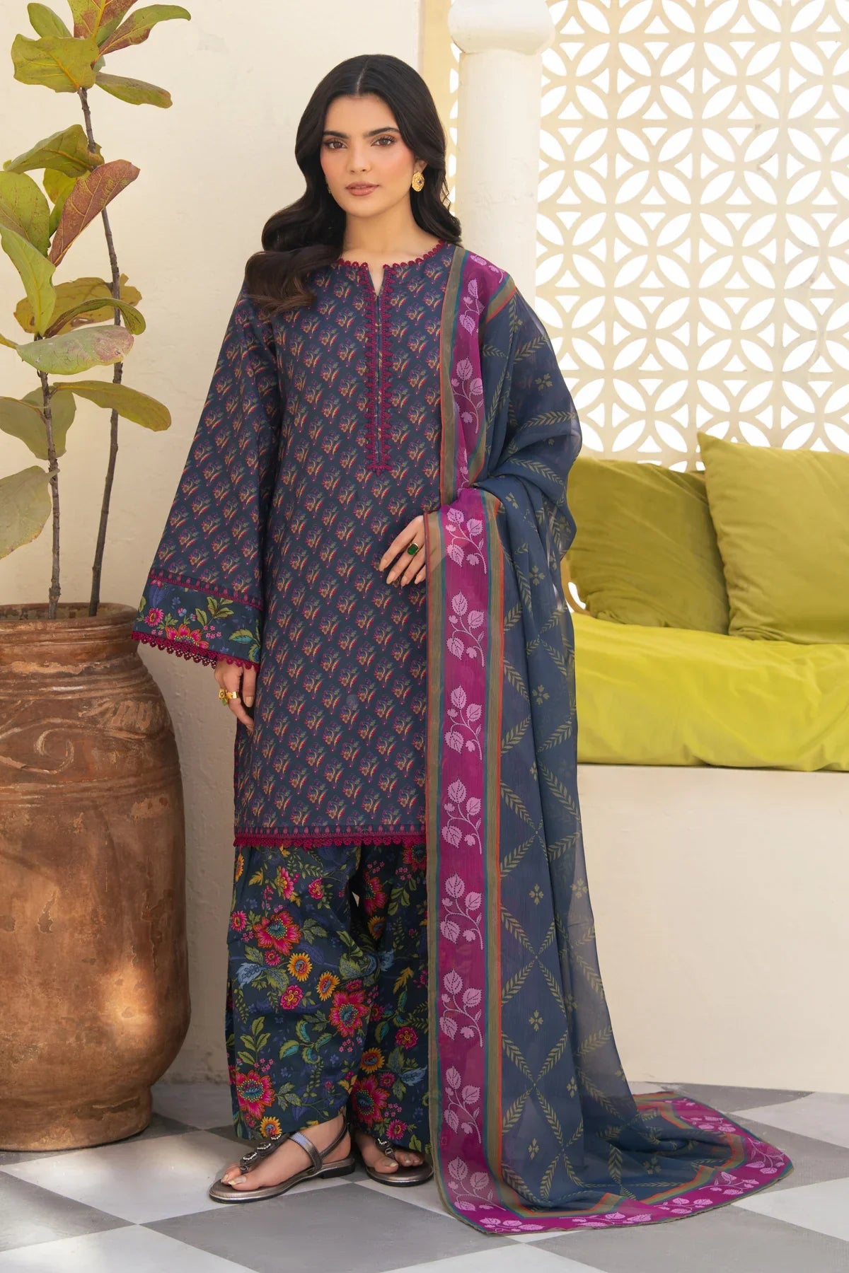 Summer 3PC Lawn Digital Print Dress - KP1191