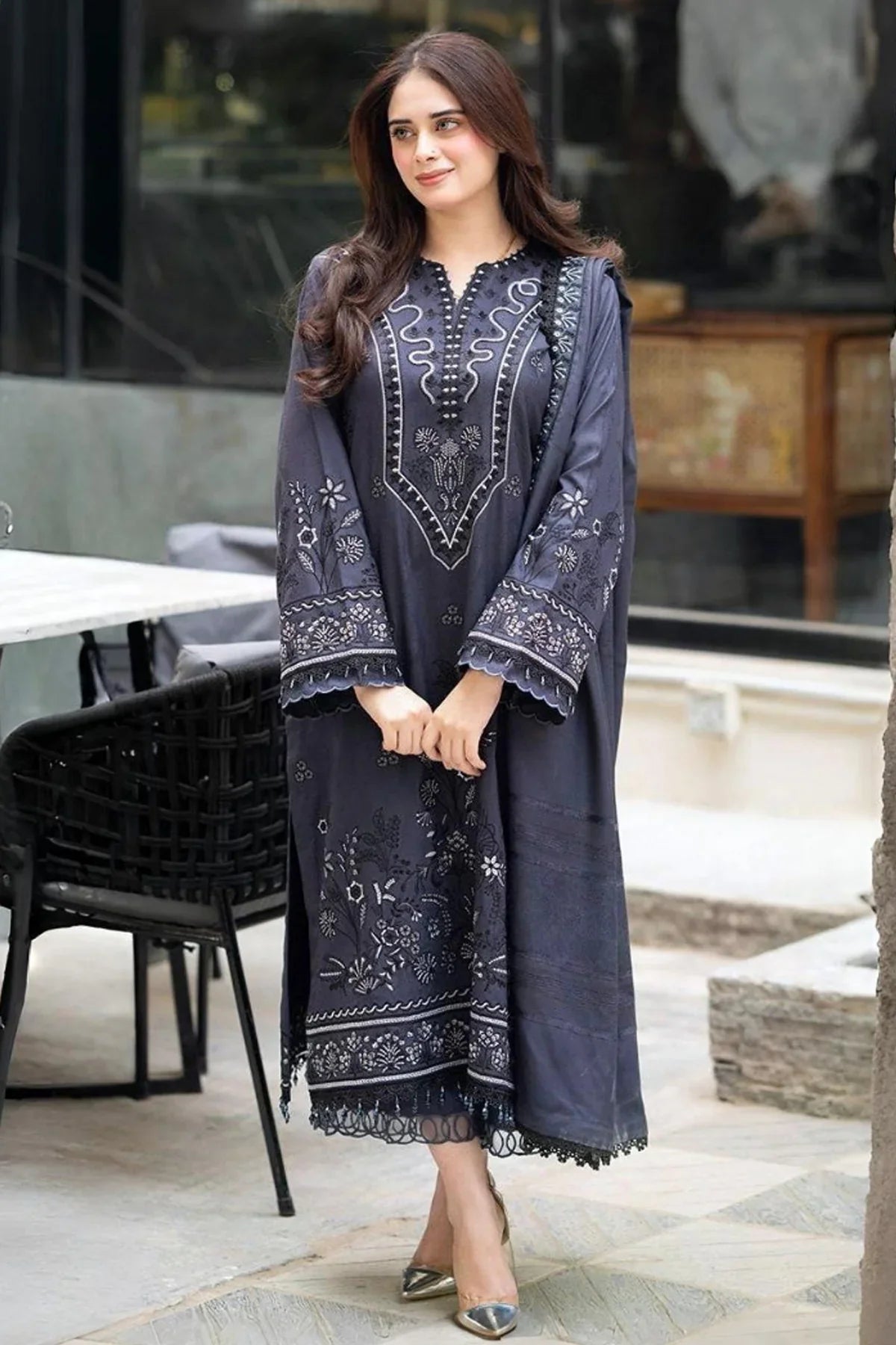 Libass - Winter 3PC Dhanak Embroidered Suit - kp3382