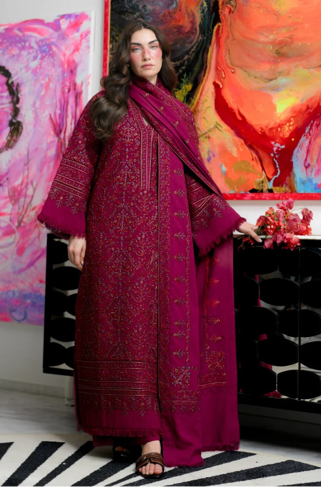 ZAIB - Winter 3PC Dhanak Embroidered Suit - kp1272
