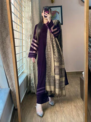 Velvet Dress with Printed Dhanak Shawl kp33117