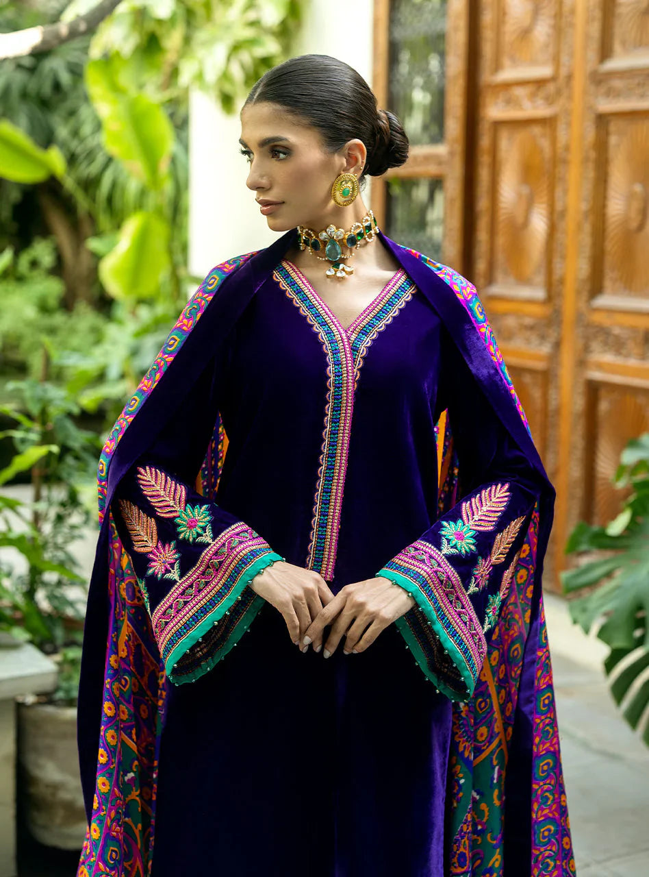 Charizma Embroidered Velvet 3piece suit - KP2016