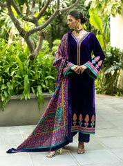 Charizma Embroidered Velvet 3piece suit - KP2016