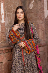 KP231-3PC Lawn Printed Shirt With Patches & Bamber Chiffon Embroidered Dupatta