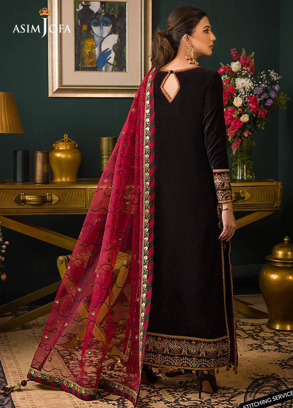 Asim jofa Embroidered Velvet 3piece suit - KP2012