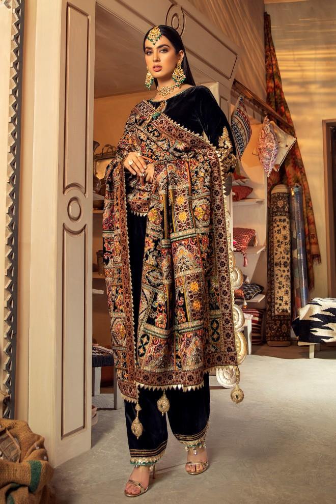 Khuda Baksh Embroidered Velvet 3piece suit - KP2017